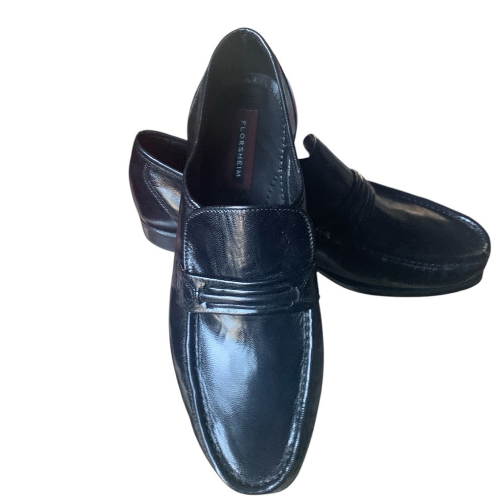 🆕 Florsheim Leather Loafers Comfortech Insole Officewear Event Durable BLK 10.5